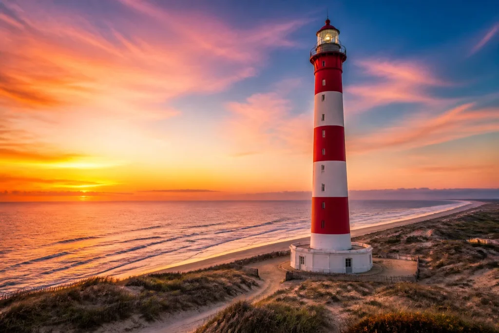 Phare de la coubre au coucher du soleil